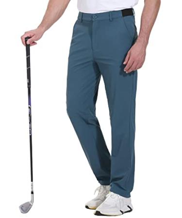 Rdruko Men's Stretch Golf Pants Quick Dry Lightweight Casual Dress Pants with Pockets Navy Blue 34