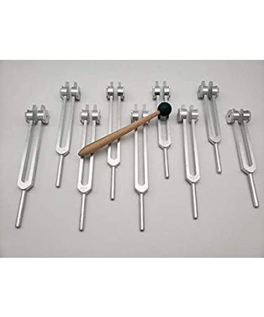 Solfeggio Weighted Tuning Forks Set of 9 with Bag and Striker