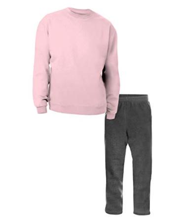 Hanes comfortsoft Pale Pink Crew Neck Shirt with Charcoal Heather Sweatpants for Men