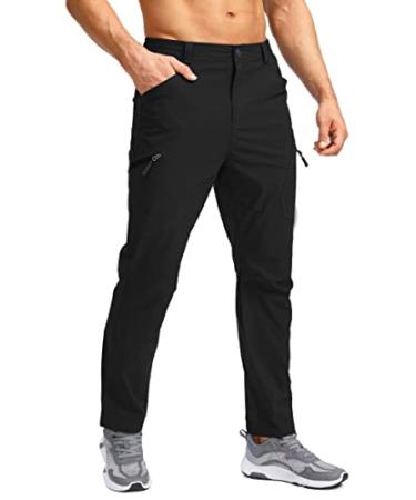Pudolla Men's Hiking Pants Waterproof Travel Cargo Pants with 7 Pockets Stretch for Golf Fishing Climbing Black X-Large