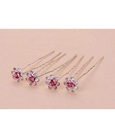 WOIWO 20 PCS Crystal Rose U-Shaped Hair Pins | Hair Accessories for Women and Girls in Pink - Buy Online on GoSupps.com