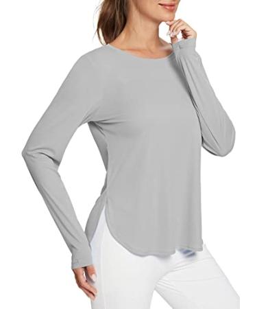 BALEAF Women's Sun Shirts UPF 50+ Long Sleeve Hiking Tops Lightweight Quick Dry UV Protection Outdoor Clothing Grey Medium