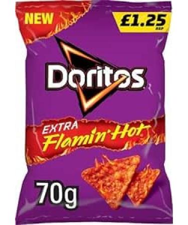 Dortios Extra Flamin' Hot New Crisps 70g Bags (15 Bags x 70g)