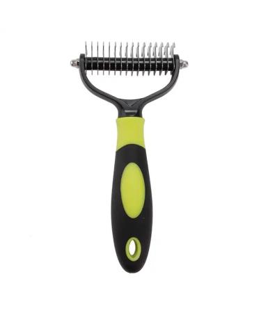 Double Sided Shedding and Dematting Undercoat Rake Comb Brush for Dogs and Cats (Yellow)