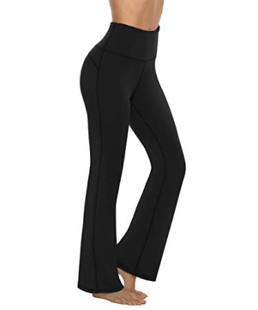 AFITNE Women's Bootcut Yoga Pants with Pockets, High Waist Workout Bootleg Yoga  Pants Tummy Control 4 Way Stretch Pants 3X-Large Black