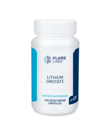 Klaire Labs Lithium Orotate 4.8 mg - May Help Balance Mood - Bioavailable Lithium Orotate Supplement - Trace Minerals Promote Focus, Memory, Cognitive & Mood Support (120 Vegetarian Capsules)
