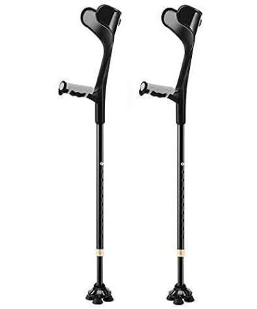 ATHUAHLR Forearm Crutches Adjustable Cane Height Adjustable Forearm Crutch Shock-Absorbing Elbow Crutches with Comfy Handle Lightweight Assistance for Men/Womenlack Lightweight Arm Crutch (Color :