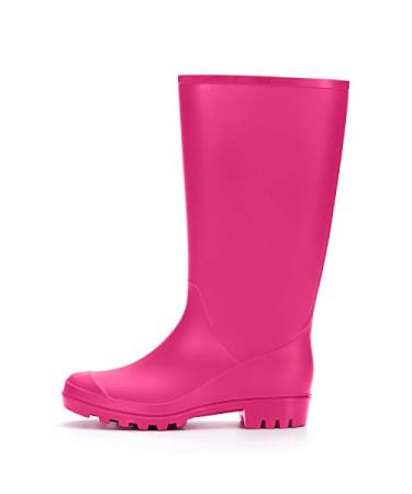 mysoft Women's Knee High Rain Boots Waterproof Tall Rain Footware Wellies Garden Boots 10 Pink