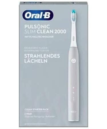 Oral-B Pulsonic Slim Clean 2000 Electric Sonic Toothbrush - 2 Brushing Modes for Dental Care - Timer Gift - Designed by Braun - Grey - Buy Online on GoSupps.com