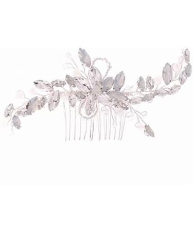 Wedding Hair Comb Silver Blue Rhinestones Opal Crystal Vintage Bridal Clips Hairpiece Handband Accessories for Brides Flower Girl Bridal Hair Pieces - Buy Online on GoSupps.com