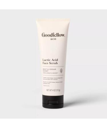 Goodfellow & Co Face Scrub with Lactic Acid & Apricot Oil 4 fl oz Gentle Daily Face Exfoliator for Smooth Skin Mint & Cedar Scent (Single Unit) 4 Fl Oz (Pack of 1)