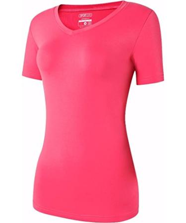 Sportides Women's Sport Tee Shirt Tshirt T-Shirt Short Sleeve Golf Tennis Badminton Bowling SWT240 Large Red(swt240)