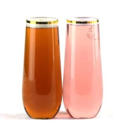 30 Pack Stemless Plastic Champagne Flutes - 9oz Gold Rim - Shatterproof & BPA-Free - Buy Online on GoSupps.com