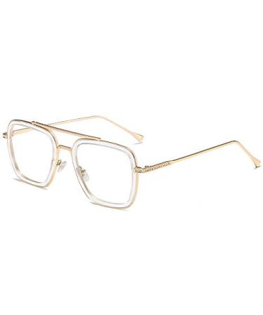 SOJOS Retro Square Polarized Sunglasses for Men Women Goggle Classic Alloy Frame HERO SJ1126 D9 Gold Frame/Crystal Rim 60 Millimeters