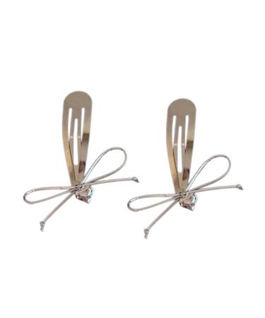 Simple and Elegant Hair Clip Accessory Contemporary Hairpin with an Attractive Heart Stylish Hairpin with Bowknot Charm Silver