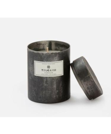 Thucassi Ferrum Candle Leather Satchel Scent 9oz. Black Tin