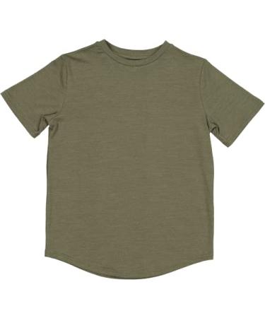 Nui Organics Merino Wool & Tencel Kids T-Shirt, Base Layer, Ultra Soft Natural Fabric, Year-Round Comfort, Breathable. Lichen 8 Years