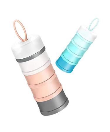 HYGRAD Milk Powder Dispenser 4 Layer Baby Feeding Formula Storage Pot Container Portable (Pink)