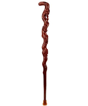 Wooden Cane Solid Walking Stick Elderly Crutches Solid Wood Carving Walking Stick Wooden Cane Walking Stick with Hospital for Elderly Seniors