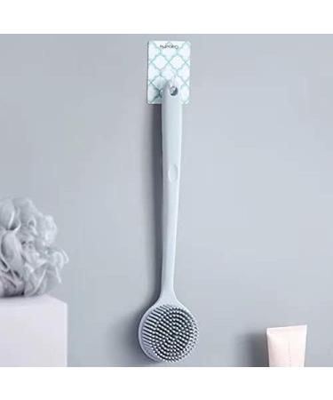 BAOOOFU Silicone Long Handle Body Brush for Shower | Exfoliating Scrubber for Elderly Men and Women | Includes Hook | Blue - Buy Online on GoSupps.com