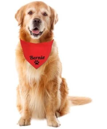 Personalized Red Dog Bandana | Adjustable Cotton Triangle Neckerchief with Embroidered Name | Custom Dog Scarf (Small) - Buy Online on GoSupps.com