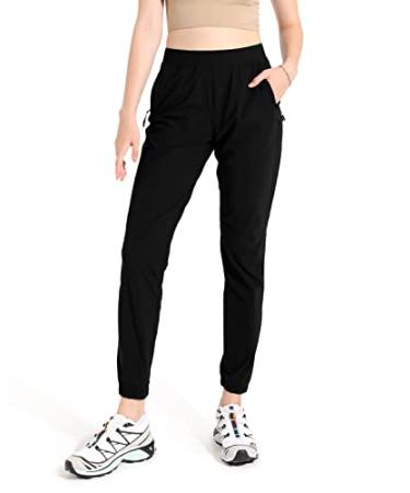 ODODOS Hiking Pants for Women Water Resistant Quick Dry Outdoor Athletic Workout Jogger Pants Medium Black-3 Pockets