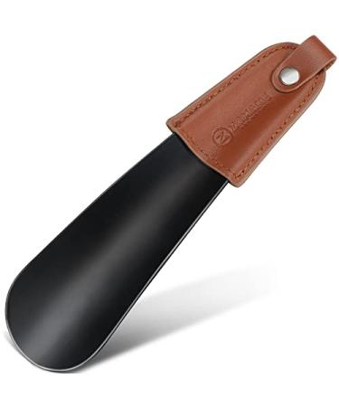 ZOMAKE Metal Shoe Horn for Kids Men Women,Travel ShoeHorn with Leather Handle