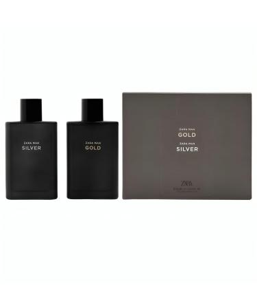 Zara Man Gold + Silver Cologne for Men Fragrance Set EDT Eau De Toilette 2x 90 ML (3.04 FL OZ)