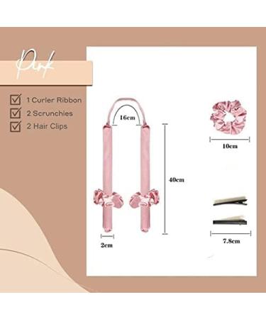 Upgrade Your Heatless Curls with DIY Curling Rod Headband - Soft Silk Ribbon Rollers for Long Medium Hair - Pink - Buy Online on GoSupps.com