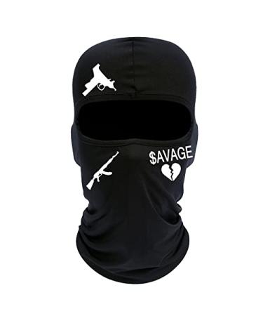 Single Hole Knit Cycling Head Cover Warm Ski Mask Exquisite Embroidery Black Classic Balaclava(Black,One Size)