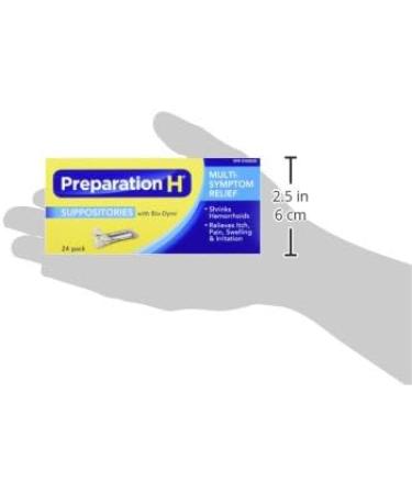 Preparation H Multi-Symptom Hemorrhoid Treatment Suppositories with Bio-Dyne 24-Count 24 Count (Pack of 1) 24 Count - Buy Online on GoSupps.com