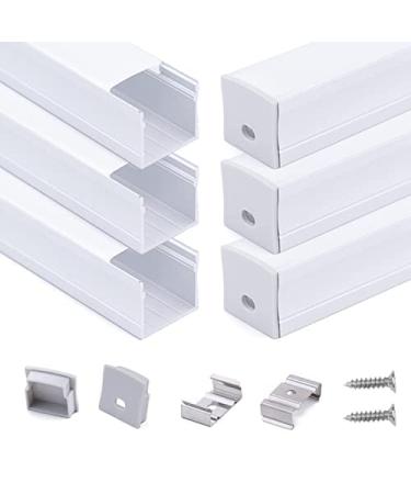 Muzata 6Pack 3.3ft Double Row Spotless Frosted LED Channel Cover, Aluminum Profile Diffuser for Waterproof LED Strip U118 WW 1M, LU2 LP1 LN1 LW1