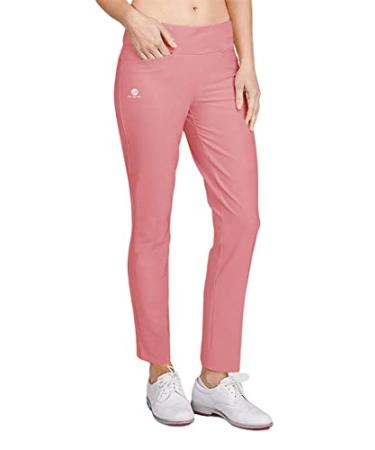 Aurgelmir Womens Golf Pants Lightweight Stretch Yoga Workout Pants Straight Leg Work Pants Pink Small