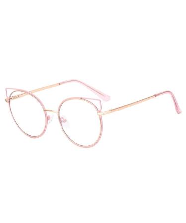 Designer Reading Glasses Cat-Eye Eyewear Blue Light Blocking Computer Readers Metal Clear Vision Flat Light Mirror 3.50 C2
