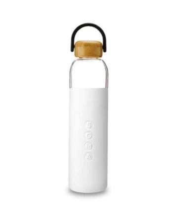 Soma BPA-Free Glass Water Bottle with Silicone Sleeve, White, 25oz