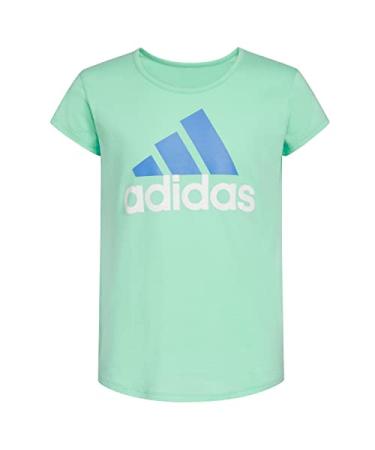 adidas Girls' Big Short Sleeve Cotton BoS Essential Tee, Easy Green, S (7/8)