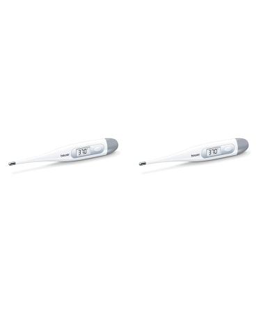 Beurer FT9 digital and body thermometer waterproof LCD display with measuring range +/- 1 C acoustic signal without mercury without glass color white 2-pack white 2 pack