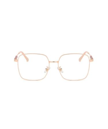 VENOAL Anti Blue Light Square Computer Readers Anti Glare Reading Glasses Big Frame Presbyopic Glasses Flat Light Mirror (Color : Rose-Gold Size : +300) +300 Rose-gold