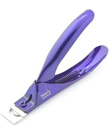 False Nails Tip Cutter For Acrylic Gel Nails False Fake Artificial Nails Sharp and Rust Proof Manicure & Pedicure Nail Trimmer for Professional Salon and Home Use (Purple)