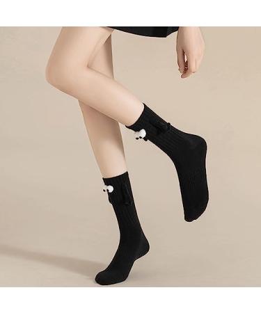 LAUPVXA Holding Hands Couple Socks - Magnetic 3D Doll Design - Unisex Mid Tube Funny Black Socks - Buy Online on GoSupps.com