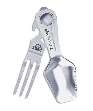 Outdoor Edge Chowlite - Mealtime Multitool with Folding/Locking Fork, Spoon, Bottle Opener, Can Opener and Screwdriver - 100% Stainless Steel - Perfect for Camping, Hiking, Backpacking and Hunting Chow Lite