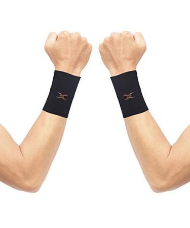 THX4COPPER Compression Wrist Sleeve - Copper Infused Wrist Support for Men &Women-Improve Circulation and Recovery(1 Pair) Small Black