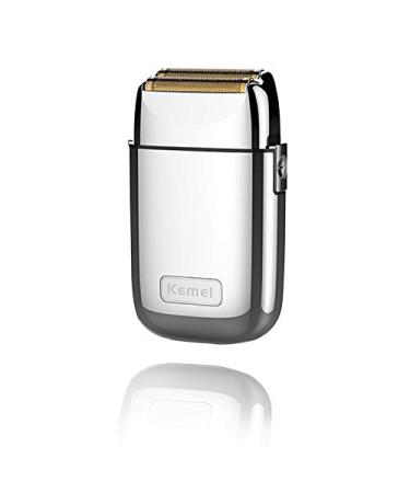 KEMEI Metal Professional Double Electric Shaver for Men Electric Razors Barber Supplies Hair & Beard Trimmer Cordless Rechargeable Silver