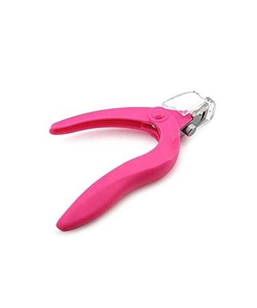 CLAVUZ Handle Stainless Steel False Nail Tip Cutter Clipper Manicure Acrylic UV Gel UV Gel Fake Artificial Tips Edge Cutter Well-Cut Straight-Edge Round-Edge Pink