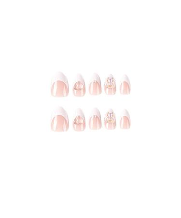Justotry 24-Piece Oval Pearls & Milky French Press On Nails - Beautiful Almond Art Fake Nails for Women - Buy Online on GoSupps.com