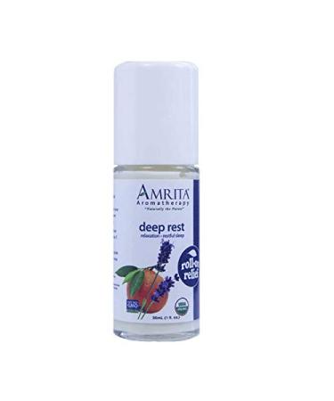Amrita Aromatherapy USDA Certified Organic Deep Rest Essential Oil Roll On Blend - Relaxation, Sleep & Calming Blend - Non-GMO, Natural Aromatherapy Pre-Diluted Roll-On 30ML