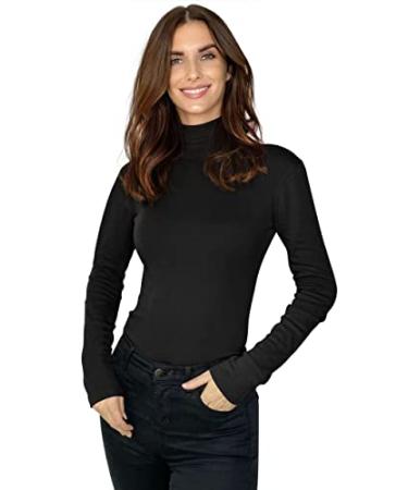 NY Threads Women's Turtleneck Long Sleeves Shirt Medium Black