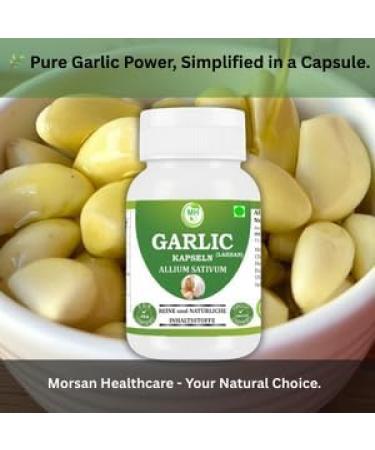 Morsan Healthcare Garlic Capsules 500 mg with Allium sativum Extract. 120 Capsules per Bottle Herbal Garlic Supplement in Capsule Form for Daily Use Standard Size Pack of 2 Bottles for Adults - Buy Online on GoSupps.com