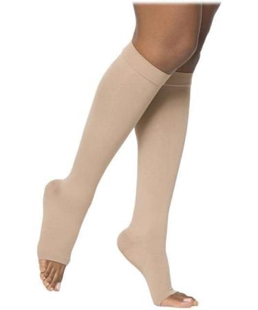 SIGVARIS Men's & Women's Essential Opaque 860 Open Toe Calf-High Socks 20-30mmHg - Medium Long - Black | Premium Compression Wear for Comfort & Support - International Shipping Available - Buy Online on GoSupps.com