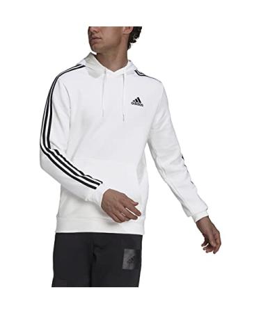 adidas Men's Essentials Fleece 3-Stripes Hoodie X-Large White/Black